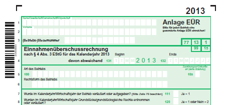 Anlage EÜR 2013 mit neuen Betriebsausgaben