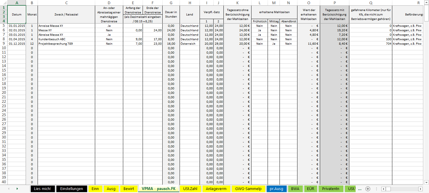 Eur Excel Vorlage Einnahmen Uberschuss Rechnung Eur