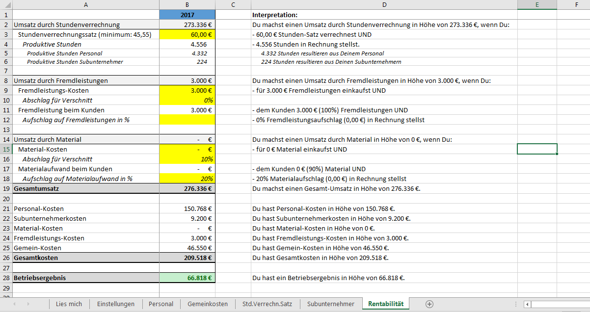 Excel Vorlage Stundensatz Kalkulation