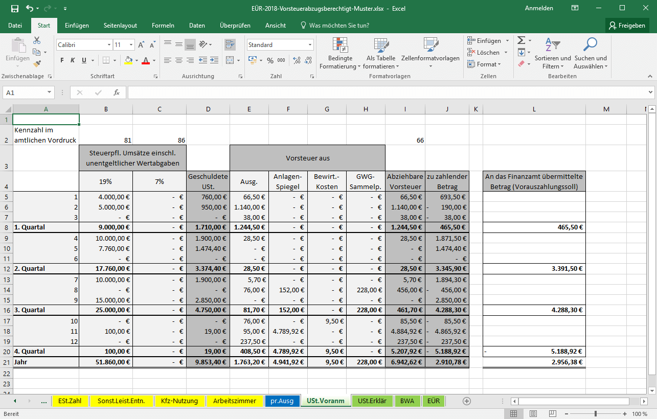 Excel Vorlage Einnahmenuberschussrechnung Eur Pierre Tunger