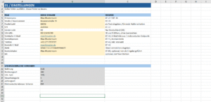 Excel-Vorlage E-Rechnung: Einstellungen für die eigenen Unternehmensdaten Excel-Vorlage E-Rechnung: Einstellungen für die eigenen Unternehmensdaten